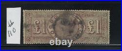 Great Britain Scott #110 1884 Victoria One Pound- Wmk 30 (three Crowns)- Used