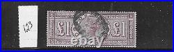 Great Britain Scott #123 1888 One Pound (brown Violet) Wmk 29 (three Orbs) Used