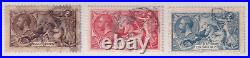 Great Britain Scott #179-181, SG413a, 416,417 Bradbury Seahorse Stamps Used CV$335