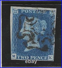 Great Britain Scott #2 Almost 4 margins barely in LL corner Used Stamp GB Penny