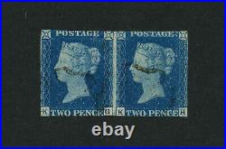 Great Britain Scott # 2 Pair Fine Used Cut in GB UK Stamps Cat $2500