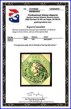 Great Britain Scott #5 SG55 1 Sh. Queen Victoria Stamp. Used. PSE Cert. CV $1000