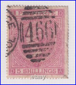 Great Britain Scott # 57 5 Sh. Stamp Plate 2 VF-XF Centered Used CV $1400