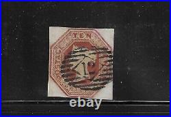 Great Britain Scott #6 1848 10sh (red Brown)- Embossed- Imperforate- Used