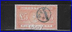 Great Britain Scott #93 (sg #137) 1882 5 Pounds Wmk 31- Used (glascow Cancel)