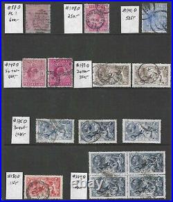 Great Britain, Selection of High Value Used Stamps, Scott 2022 Cat $3,795.00