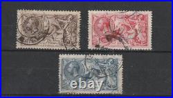 Great Britain Sg 415-417 Vf-used Kgv Seahorses Cat Value $565