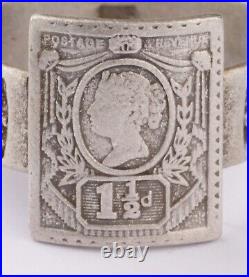 Great Britain Stamp Ring 925 Sterling Silver 5 g Handmade Jewelry Size US 9