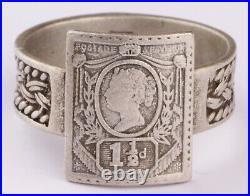 Great Britain Stamp Ring 925 Sterling Silver 5 g Handmade Jewelry Size US 9