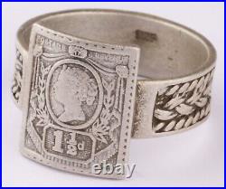 Great Britain Stamp Ring 925 Sterling Silver 5 g Handmade Jewelry Size US 9