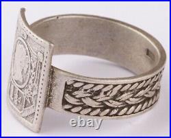 Great Britain Stamp Ring 925 Sterling Silver 5 g Handmade Jewelry Size US 9