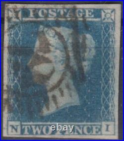 Great Britain, Two Pence blue, 4 margins, error Yvory Head impression