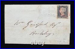 Great Britain UK 1840 Penny Black QF on Entire to Bampton (Witney), Red Maltes