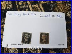 Great Britain Used Stamp 1840 Penny Black Pair Red & Black Cancels B45