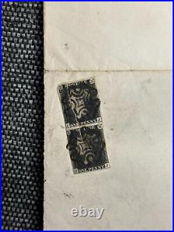 Great Britain pair of faulty penny blacks, March 7, 1841, Bedford plate 8