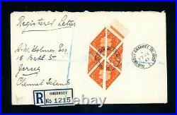 Guernsey 1941 Registered Cover with'6' Bisects Most Unusual (Z411)