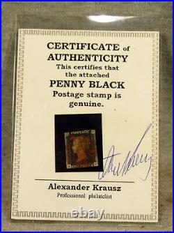 Lot Of 2 1840 Penny Black Victoria Black Postmark And Penny Red With Coa