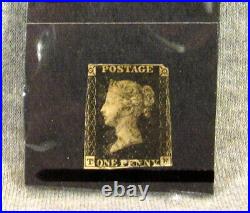Lot Of 2 1840 Penny Black Victoria Black Postmark And Penny Red With Coa