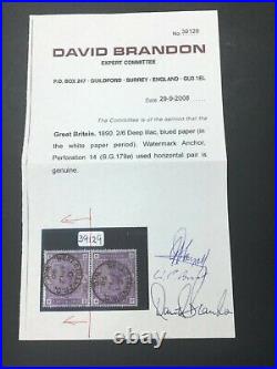 MOMEN GREAT BRITAIN SG #179a BLUED PAPER USED VF BRANDON CERT LOT #60172