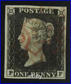 Momen Great Britain Sg #1 1840 Imperf Penny Black Used Lot #63201