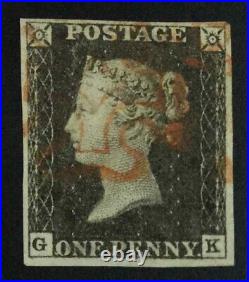 Momen Great Britain Sg #1 1840 Imperf Penny Black Used Lot #63204