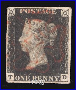 Momen Great Britain Sg #1 1840 Penny Black Used Lot #66835