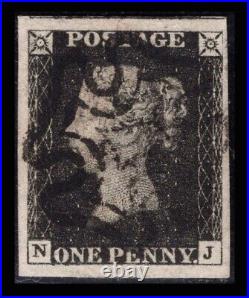Momen Great Britain Sg #1 1840 Penny Black Used Pse Graded Cert 85 Lot #67616