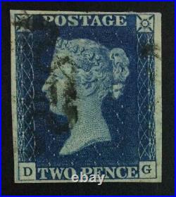 Momen Great Britain Sg #5 1840 Imperf Blue Used Lot #63199
