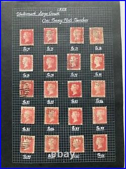 QUEEN VICTORIA SG 43-44 Penny Red Plates 71-224 One used stamp from each plate
