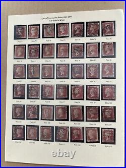 QUEEN VICTORIA SG 43-44 Plates 71-114 1 from each of 42 Penny Red Used Stamps