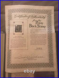 QV GB Scott #1 1840 PENNY BLACK FC Good Margins Mystic Stamp Co FOLDER withCOA