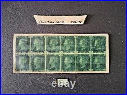 Qv Penny Blue Proof / Deep Green False Print Trial / Great Britain D