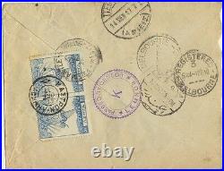 RARE censor cover Lemnos Castle Greece 1918 WW1 stamps on back to Australia