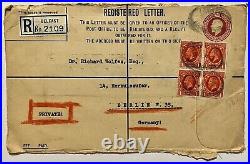 Rare Belfast Great Britain Private Registered Cover To Berlin Germany
