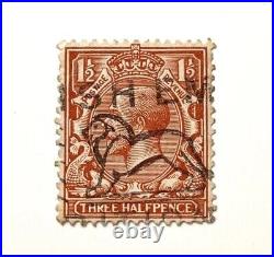 Rare Signed Great Britain King George V three half pence 1912-1930 Stamp