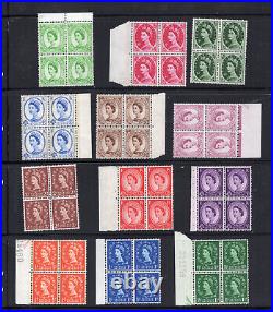 SET OF 17 BLOCKS OF 4pc GREAT BRITAIN QEII STAMPS CV#507 SC#292-308 P# ID#1711