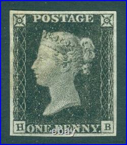 SG 2 1d Black plate 2 lettered HB. A fresh mint example without gum. 4 fine