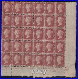 SG 43 Great Britain 1864-79. One penny red plate 192 lower right side corner