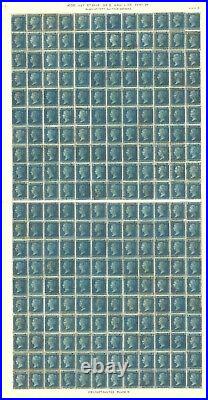 SG 45 2d Blue plate 9 1858-76, A full sheet reconstructed of 240. Plate 9 in fin