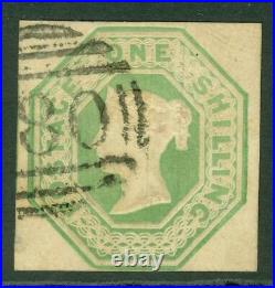 SG 54 1/- pale green. Very fine used part numeral. 4 margins CAT £1000