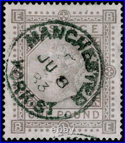 SG136, SCARCE £1 brown-lilac, FINE USED, CDS. Cat £7000. WMK ANCHOR. BE