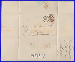 Scarce Plate 15 4d vermillion used on wrapper Leeds to Naples. Clear 447 duplex