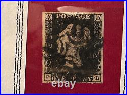 The Penny Black Issued 1840-1841 Postal Society World's First Postage Stamp