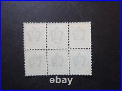 UK Block Of 6 Stamps Victoria Scott #SG213 Green One Half Penny Mint