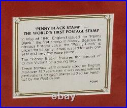UK Framed Penny Black Stamp Worlds First Postage Stamp by Wall Street COA (RoT)