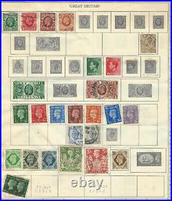 Vintage Great Britain Stamp Lot On Album Page Front And Back