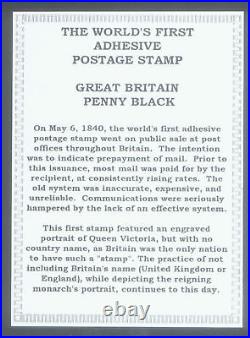 WORLD'S FIRST STAMP PENNY BLACK ENCASE with CERTIFICATE of AUTHENTICITY GENUINE