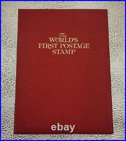 Worlds First Postage Stamp 1840 Penny Black withCOA Fleetwood Red Display Book