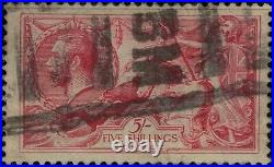 ZAYIX 1913 Great Britain Scott# 174 used 5sh rose carmine Waterlow Seahorse
