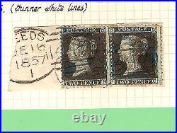 #d126. 1857 Great Britain Joined Pair 2 Pence Stamps On Piece Variety